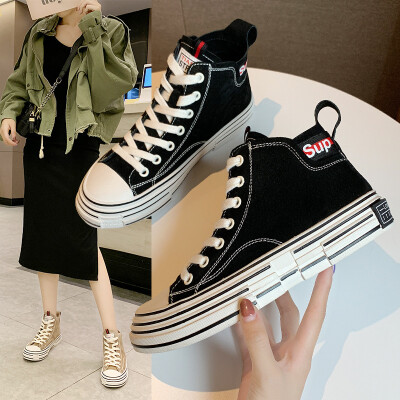 

Womens sneakers autumn new ins Korean students wild Korean version of the shoes high-top lace wom