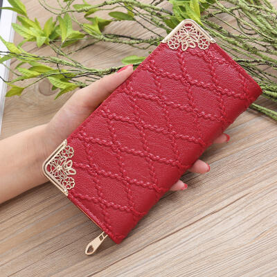 

Long Wallet Women Purses Fashion Embossed Lingge Wallet Zipper Long Lady Clutch Money Bag Multi-card Purse Portefeuille