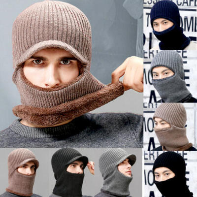 

US Winter Men Warm Ski Beanie Cap Outdoor Wool Knitted Snow Hat Scarf Balaclava