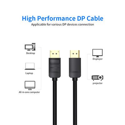 

VENTION DP HD Cable 4K 1080P Dispayport Male to Male Adapter Cable for Laptop Displayer Projector 5m1640ft