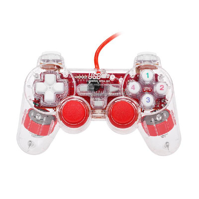 

Transparent Wired Game Joystick USB Video Game Controller PC Gamepad Joypad with LED Flashing Light