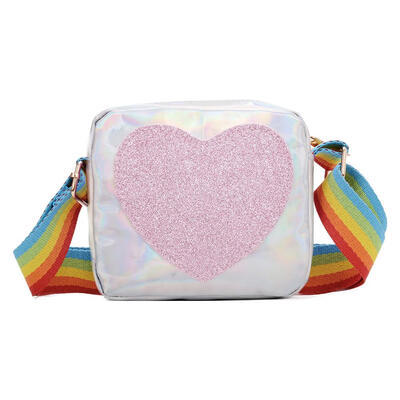 

Kids Love Print Clutch Shoulder Messenger Leather Rainbow Strap Casual Bags