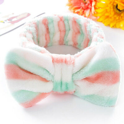

Big Bow Dot Striped Soft Towel Hair Band Head Wrap Headband Bath Spa MakeUp Fine