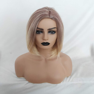 

〖Follure〗Natural Mix Colors Gold Gradient Short Curly Hair Synthetic Wig Women Full Wigs