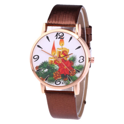 

Women Watches Fashion Christmas Elderly Pattern Leather Band Analog Quartz Vogue Watches relogio feminino drop shipping gift &Ff