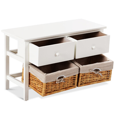 

Wood Frame Storage Chest with 2 Drawer Baskets