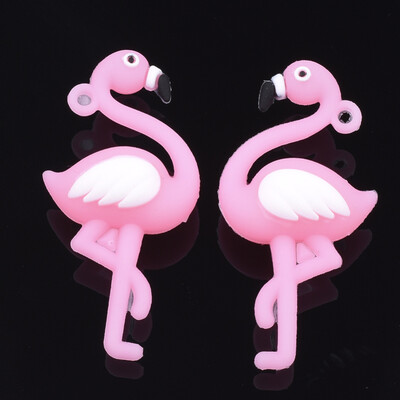 

Silicone Big Pendants Flamingo Shape Pink 57x27x16mm Hole 2mm