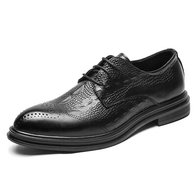 

Bullock mens shoes Korean version of the formal business casual shoes work to work knot wedding shoes black leather shoes male 7871-A