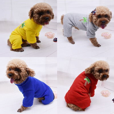 

Fashion Pet Dog Cat Villus Polar Fleece Coconut Tree Print Sweater Warm Clothes For Puppy Dog Apparel Clothing For Small Dogs