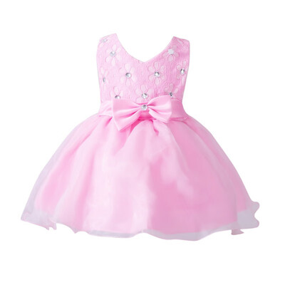 

Summer Toddler Baby Girl Infant Girl Bow Evening Dress Princess Birthday Party Short Mesh Kids Baby Clothing