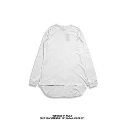 

MIJKO Mens Wear New Autumn&Winter Short&Back Long Arc Bottom Long TEE Street Wind T-shirt for Men&Women