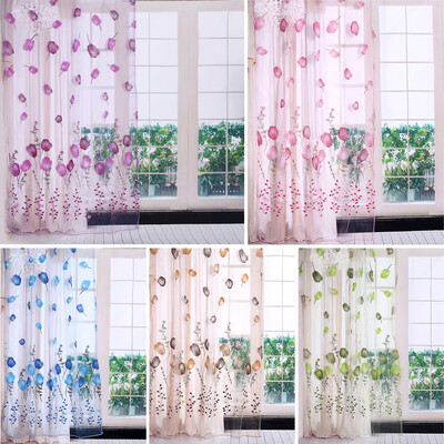 

Greensen 100200cm Colorful Tulips Printing Tulle Curtains Sheer Drape Balcony Window Decoration