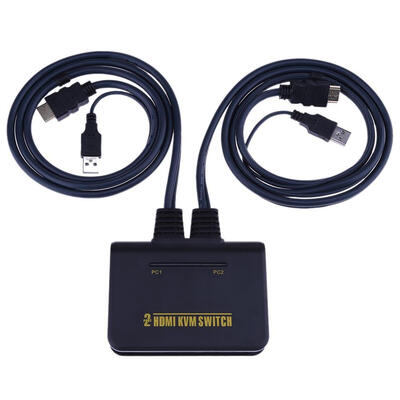 

2 Port USB HDMI KVM Switch with Cable for Dual Monitor Keyboard Mouse