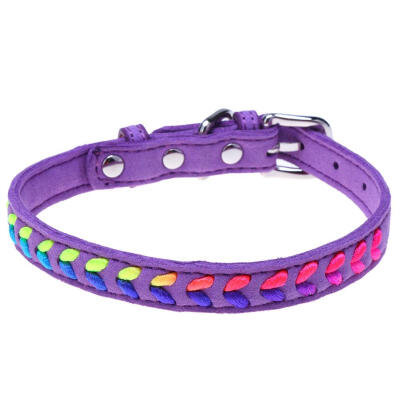 

Colorful Ribbon PU Leather Puppy Teddy Dog Collars Pet Necklaces Leash