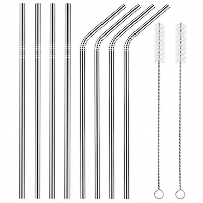 

AEOFUN Stainless Steel Straws Reusable with Cleaning Brushes 10PCS Set