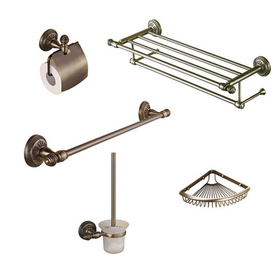 

LANGPAI Bathroom Towel Rack Five-piece Triangle Basket Towel Rack Single Rod Towel Rack Toilet Brush 268 6206