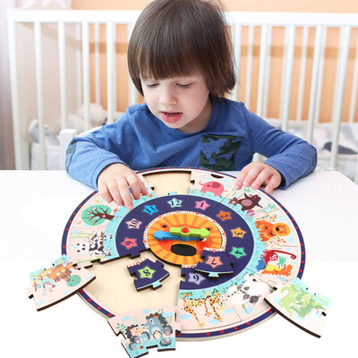 

Gotoamei Early Educational Toy Child Digital Matching Clock Different Color Wooden Puzzle