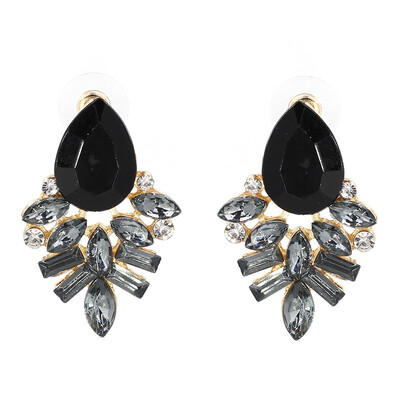 

NEW Women Fashion Style BlueBlackPink Earrings Handmade Rhinestone Sweet Stud Crystal Stud Earrings For Women Girl W3106