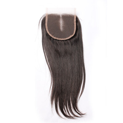 

Dolago 100 Brazilian Human Hair Straight 18 Inch 5x5 Lace Closure with Baby Hair Bleached Knots Natural Color