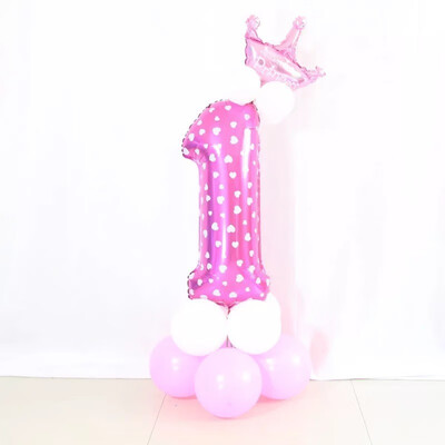 

FUNNYBUNNY Mix set 30" Numbers 0-9 pink&Blue Typ foil balloons Birthday Party balloons Pink With Crown Shape