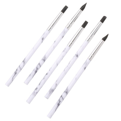 

5pcs Nail Art Carving Pen Sculpture Brushes Silicone Head Nail Pen Set Marble Pattern Handle Nail Art Tools DIY Manicure Tool