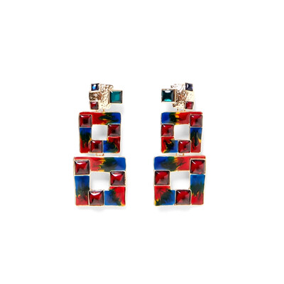 

AOTEMAN Square Geometric crystal dangle earrings party jewelry 2019 new za colorful earrings for women
