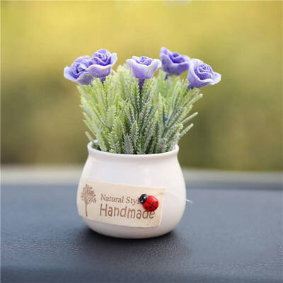 

Car Simulation Plant Ornaments Lovely Green Plant Chrysanthemum Rose Lavender Car Decor