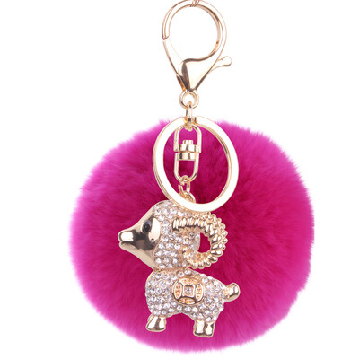 

Cartoon Keychain Korea Rex Rabbit Hair Ball Alloy Cartoon Lamb Bag Pendant Car Gift