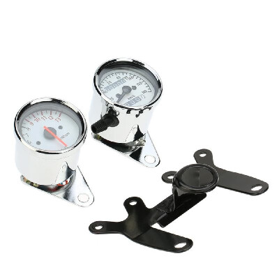 

13000 RPM Tachometer Speedometer Dual Odometer Gauge With Black Bracket Universal for Motorcycle