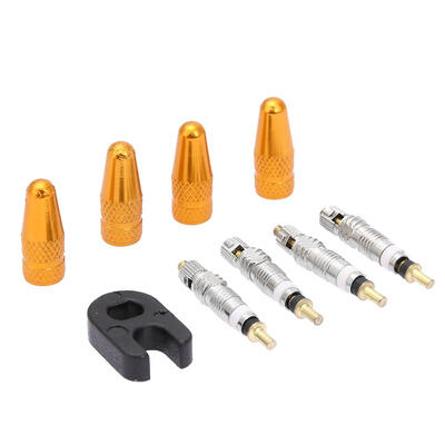 

4pcs Presta Valve Stem Caps 4pcs Valve Cores Wrench Bicycle Tool Kit