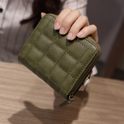 

2019 Fashion Woman Wallet With Coin Bag Zippers Small Women Wallets PU Leather Female Plaid Purses Card Holder Wallet