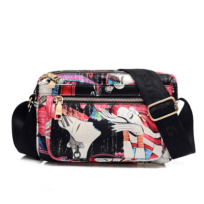 

Canvas bag womens bag oblique satchel nylon Oxford cloth bag multi-layer mini portable middle-aged mother bag