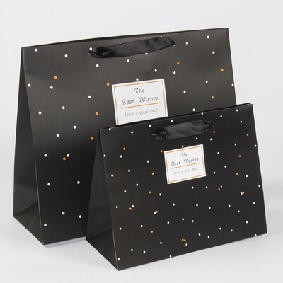

Jing Hui Si Chuang JH0828 romantic paper bag simple Korean version of the art small fresh handbag birthday exquisite gift bag kraft paper gift bag black dot dot large