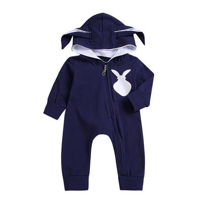 

Newborn Baby Boys Girls Cute Rabbit Ear Rompers Cotton Warm Zipper Jumpsuit