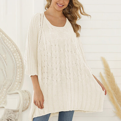 

〖Follure〗Women Casual O-Neck Pullover long Sleeve Loose Long Loose Knitted Sweater Tops