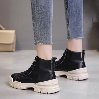 

Breathable Martin Boots Female British Wind-thin Autumn Black-hundred-pair Retro Motorcycle Shoes with Rough-heeled Single Shoes