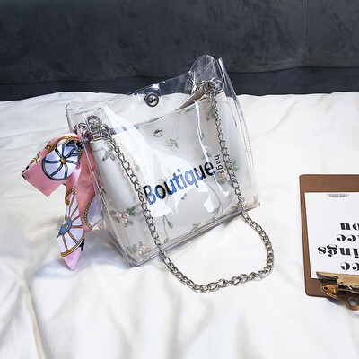 

Transparent small bag women 2019 new summer bucket bag fashion chain jelly bag Korean Joker Messenger bag tide