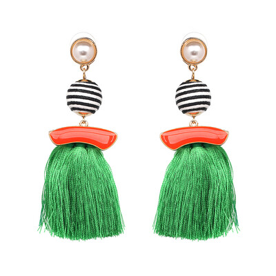 

JURAN Ball Thread Wrapped Big Fringe Dangle Earring Multicolour Pompom Firenze Earrings For Women pendientes flecos J50013