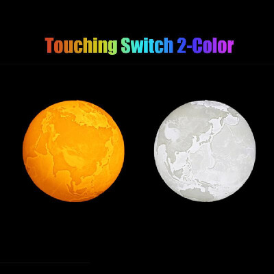 

3D Printing Touching Earth Light USB Rechargeable 2-Color Dimmable Night Lamp Bedroom Decor with Wooden Stand