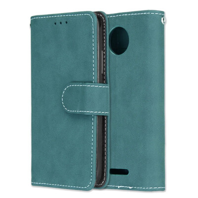 

MOONCASE Motorola Moto C Plus Vintage Scrub 3 Card Case - Blue