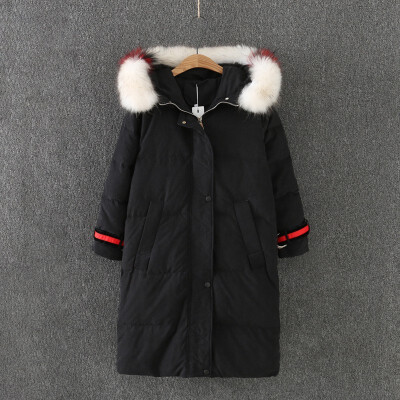 

Plus-size womens long genuine fur collar down jacket 2018 winter wear thin new Korean version of thick coat