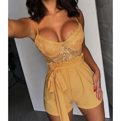 

Starmoon Summer Fashion Women Lace Jumpsuits Vest Tank Top Casual Playsuit Short Pants