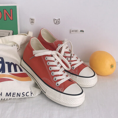 

Increased canvas shoes female 2019 New summer net red super fire retro port style Korean version students 100 damp shoes