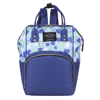 

Hit Color Heart Print Mommy Travel Backpacks Maternity Nappy Top-handle Bag