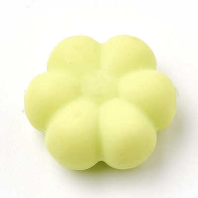 

Food Grade Environmental Silicone Beads Chewing Beads For Teethers DIY Nursing Necklaces Making Flowerr GreenYellow 14x13x6mm