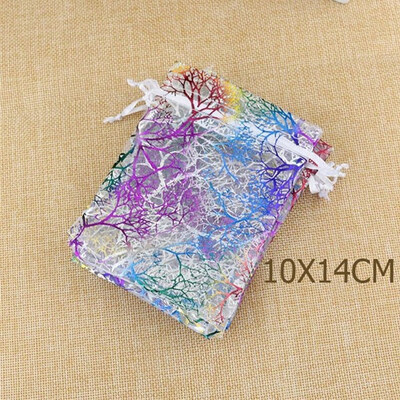 

FUNNYBUNNY Sheer Organza Favor Bags For Wedding Baby Shower Rattan Print Gift Bags Samples Display Drawstring Pouches-white