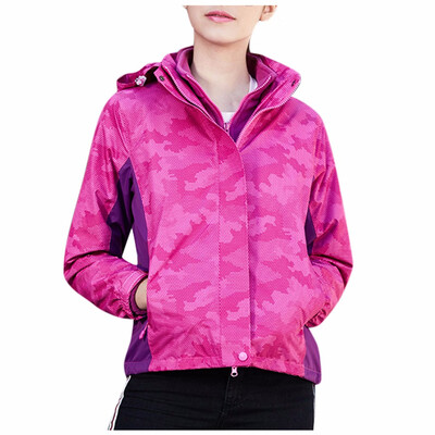 

Toponeto Women Winter Outdoor Detachable Two Piece Plus Size Camouflage Jacket Coat