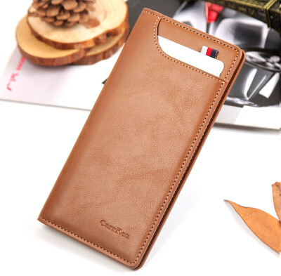 

Tailored Men Solid Color Vintage Open Lichee Pattern Multi Card Position Wallet BW