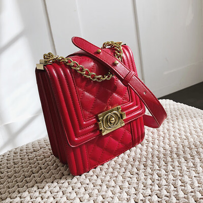 

Qiao Bani 2019 new European&American style fashion rhombic chain mobile phone bag shoulder diagonal trend wild women bag