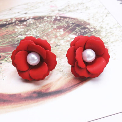 

EK706 New Korean Style Spray Paint Big Flower Stud Earrings For Women Fashion Summer Accessories Elegant Sweet Jewelry Brincos